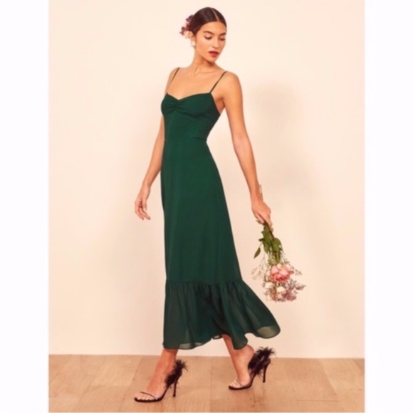 NEW Reformation Emersyn Dress Emerald 2 - Picture 16 of 17